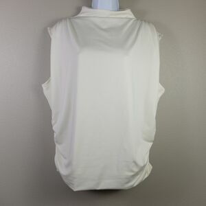 AQUA Ivory High Neck Ruched Top Size XXL NWT